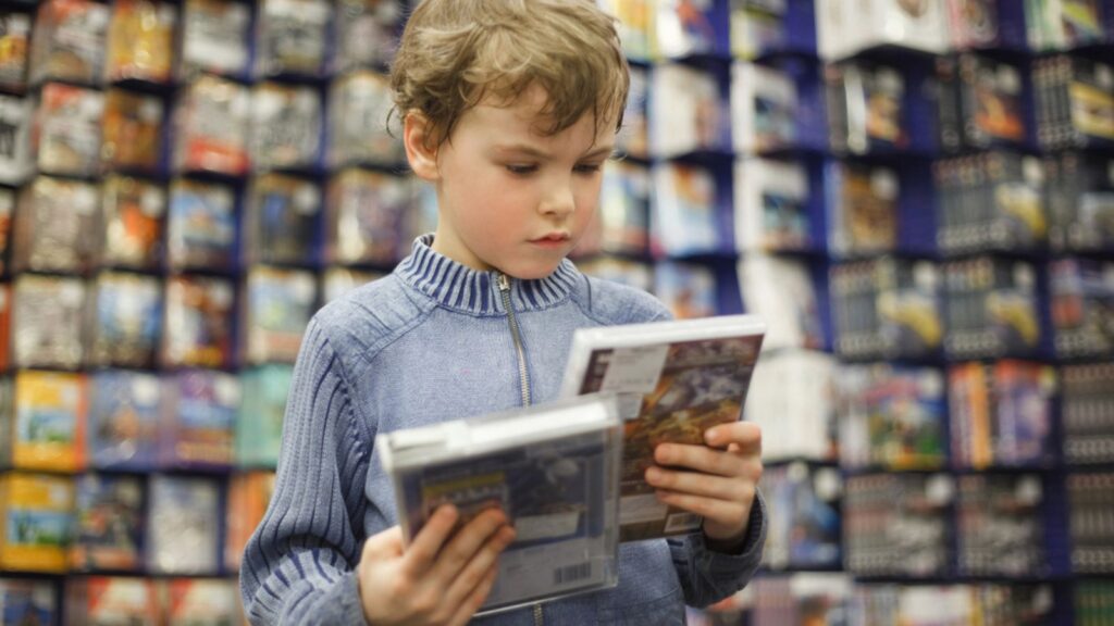Yung boy in a dvd store