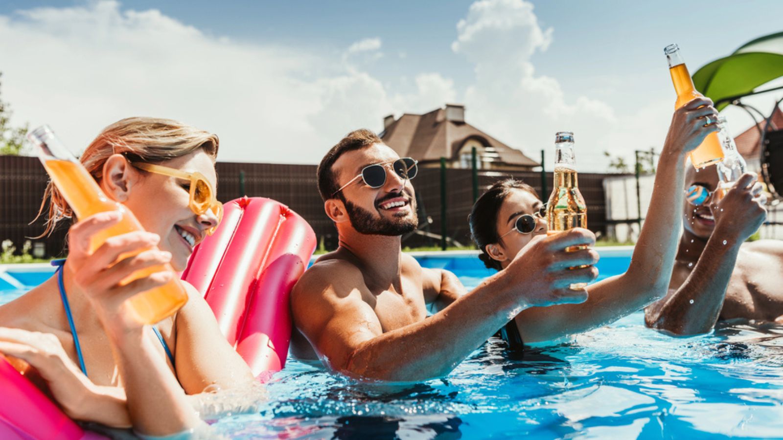 pool party weekend drinks swimming happy
